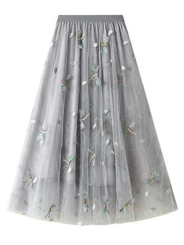 Airchics jupe longue tulle brodée fluide élégant femme